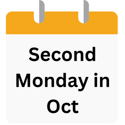Second Monday in Oct Calendar Icon