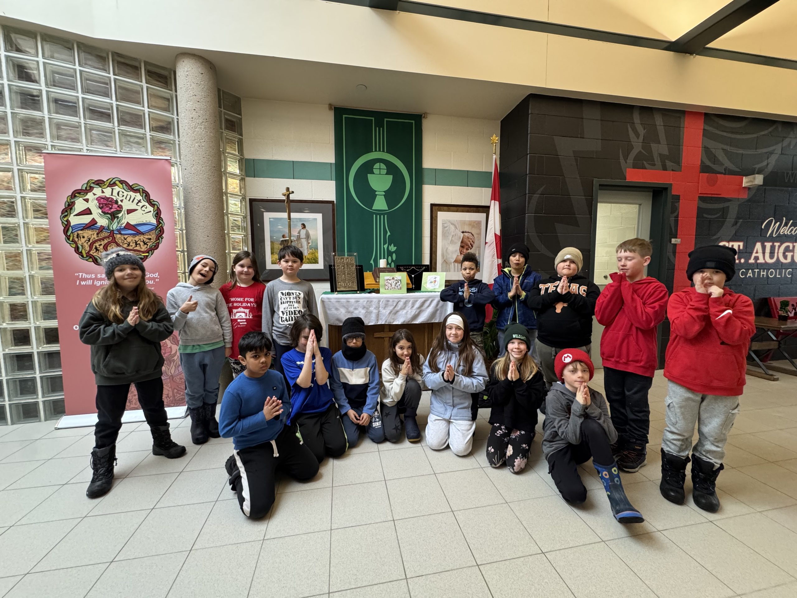 Students with Holy Door