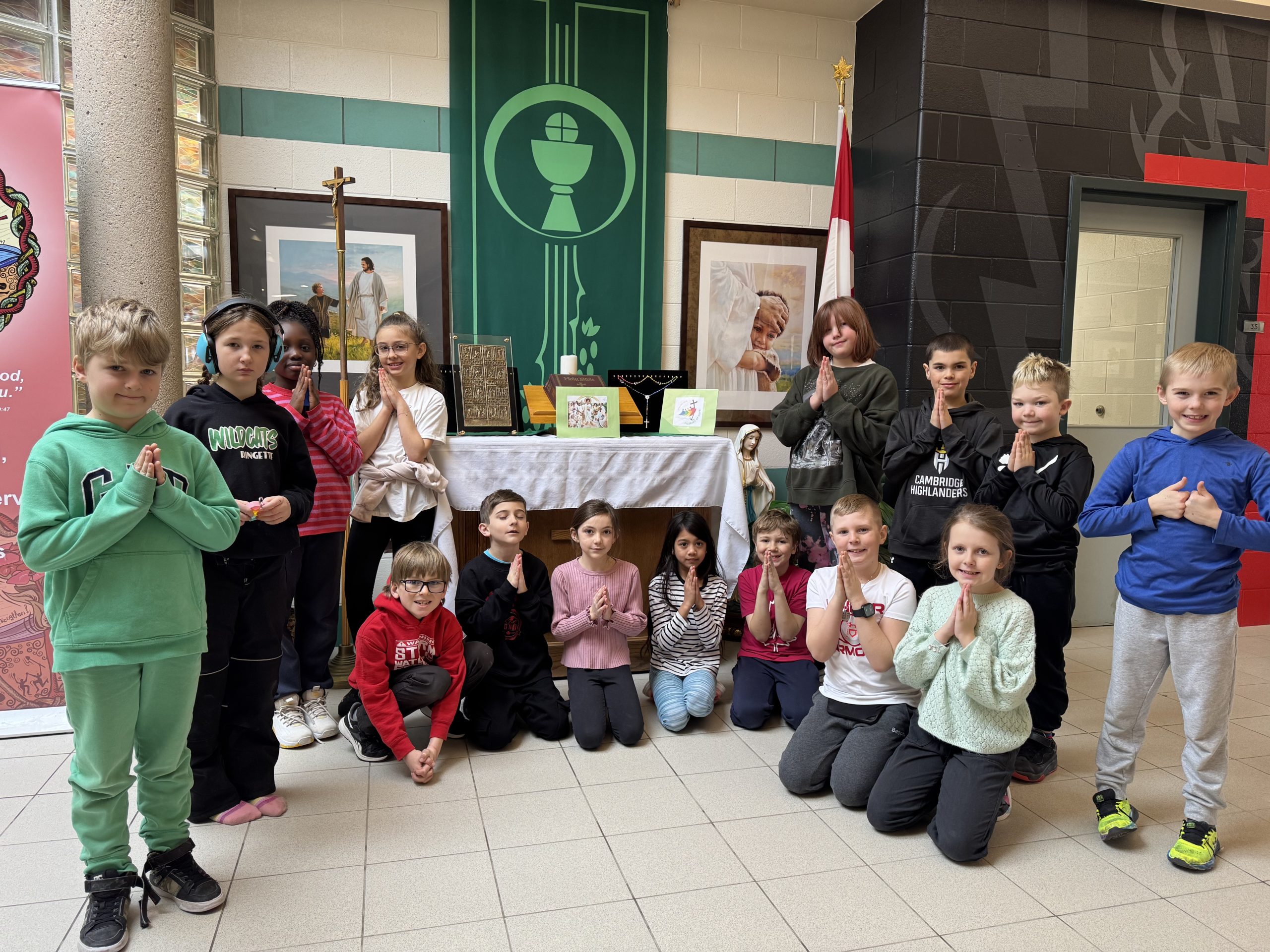 Students with the Holy Door at the Altar