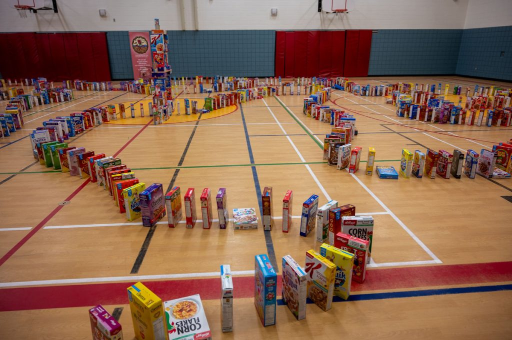 John Sweeney Cereal Boxes in Gym